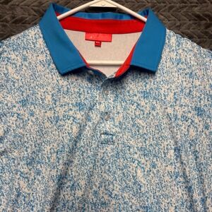 Redvanly Mens XXL Blue White Abstract Print Performance Golf Polo Shirt (1535)